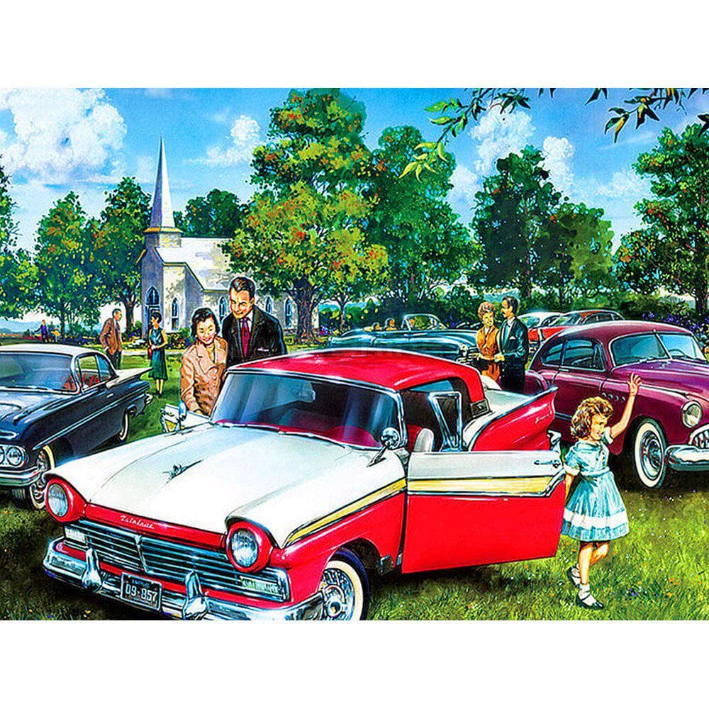 5D Diamond Embroidery Car Landscape Diamond Painting Rhinestones Cross Stitch Home Decor Rhinestone 20X30CM