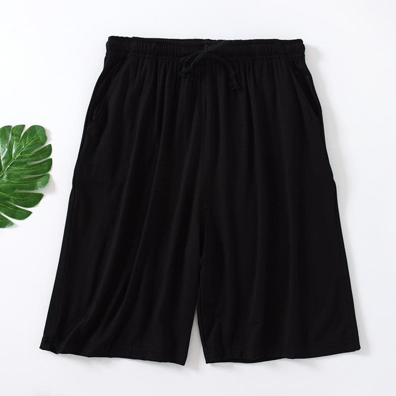 Summer Men's Loose Shorts Thin Elasticity Breathable Stretch Quick-Drying Casual Plus Size Pajama Pants Beach Shorts XXXL black