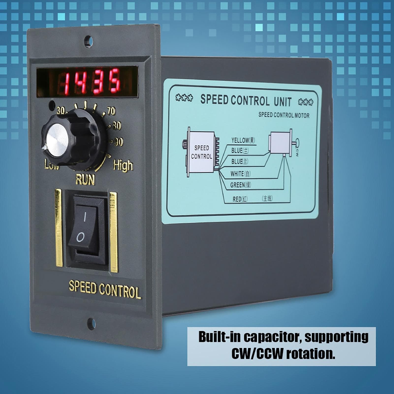 AC 220V 50Hz 15?400W Digital Adjustable Stepless Motor Speed Controller 0?1450rpm (400W)