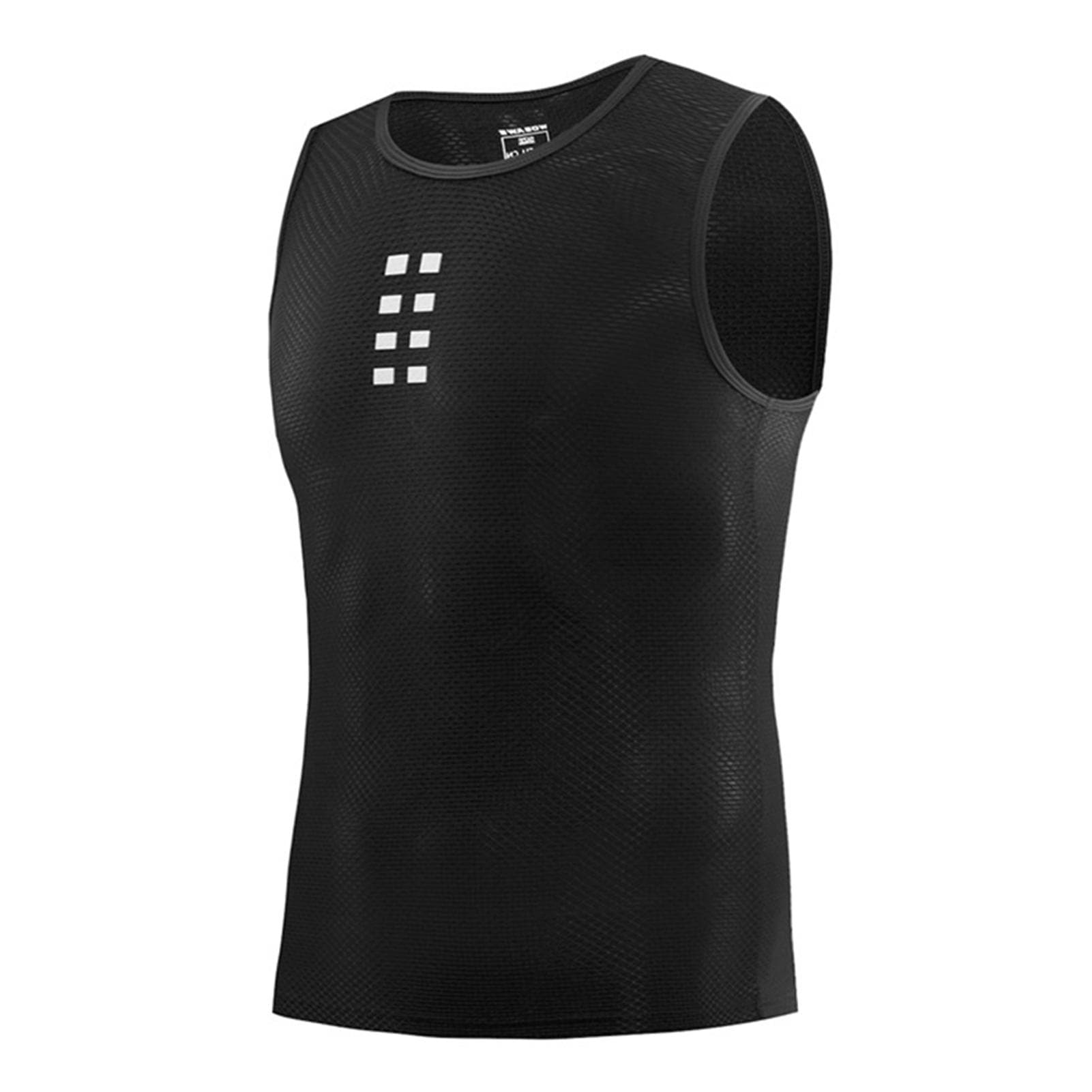 Men's Sleeveless Cycling Undershirt Quick Dry Bike Base Layer Vests Summer Running Vest Elastic M black