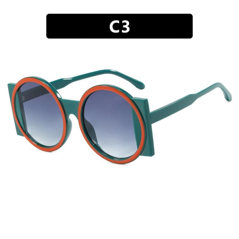 Y2K Fashion Oversized Round Sunglasses Women Men UV400 Protection Retro Gradient Lens Trendy Contrast Color Shades As Picture
