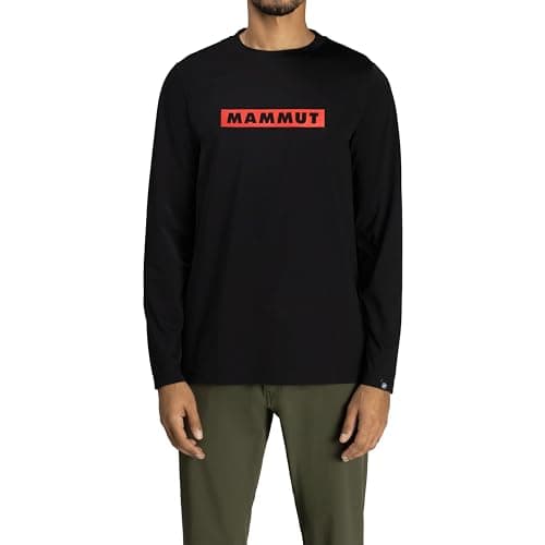 Mammut QD Logo Print Long Sleeve T-shirts, Asian Fit, Men's, AF, 1016-01030, XL, Black/Red, PRT2
