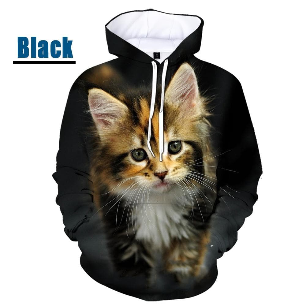 New Fashion Cat Hoodies 3D Animal Cat Printed Hoodie Casual Men Women Hooded Pullovers M