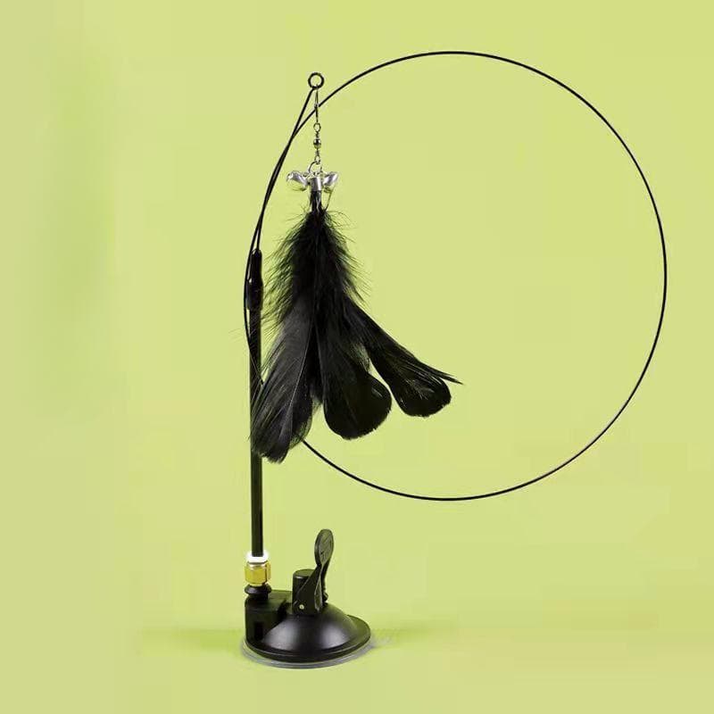 Interactive Cat Toy Handfree Cat Stick Playing Kitten Playing Teaser Wand Toy Suction Cup Bird/Feather Cat Wand Pet Supplies black