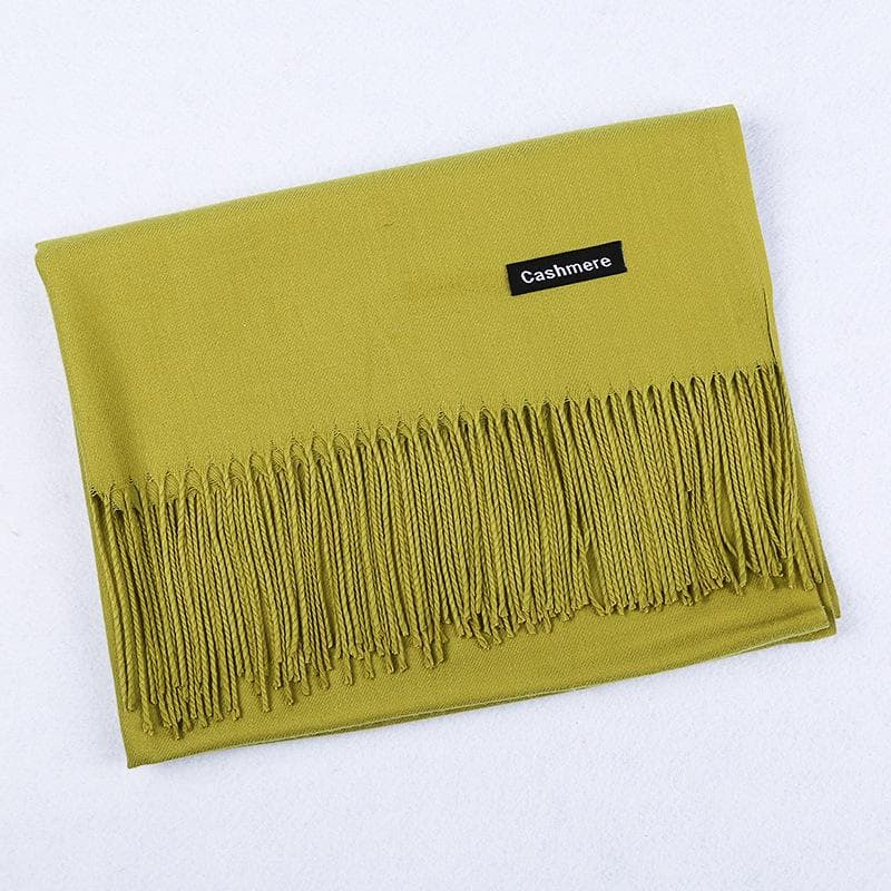 Solid Color Cashmere Scarf Women'S Autumn And Winter Explosion 220G Classic Light Board Monochrome Tassel Versatile Warm Shawl Gift 68x200cm