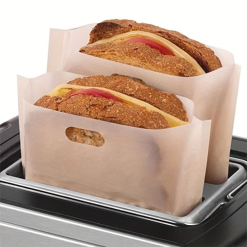 Non-Stick Reusable Toaster Bags Perfect for Grilled Cheese, Sandwiches, Pizza, Panini & Garlic Bread - Versatile Use in Microwave, Oven, Or Grill 5pc