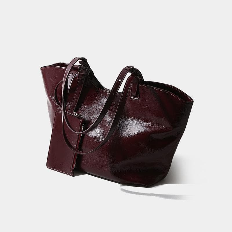 Top-layer Pitot Bag Niche Commuter Leather Women's Bag Handbag Large Capacity High-end Feeling