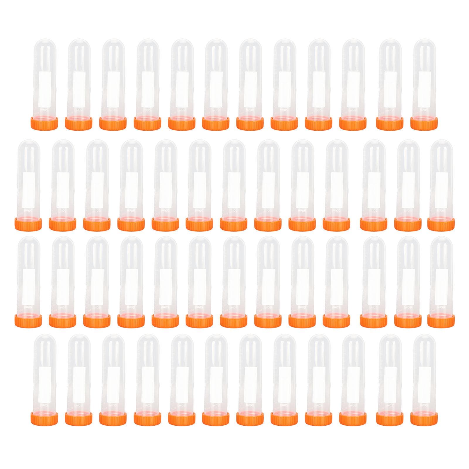 50Pcs Centrifuge Tubes 50ml Strong Plastic Accurate Scale Screw Lid Plastic Test Tubes for