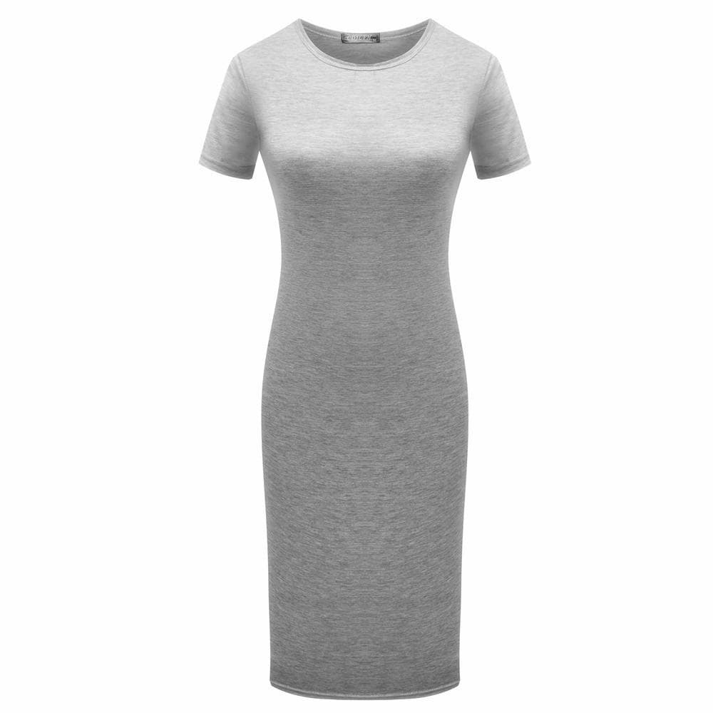 Hot Sales Sexy Round Neckline Skirt Fashion Short-sleeved Mini Dress Tight-fitting Hip Skirt M gray
