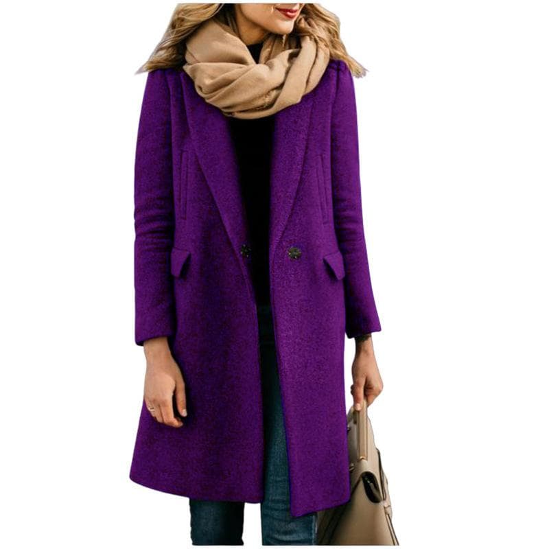 Autumn and Winter Long Woolen Women's Coat Nizi Coat XL purple