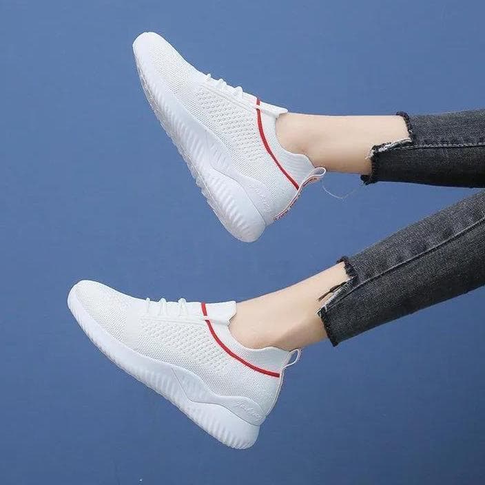 Women Shoes In Spring and Summer Anti-slip Soft Sole Casual Shoes Solid Color Mesh Flat Sports Shoes 35 white