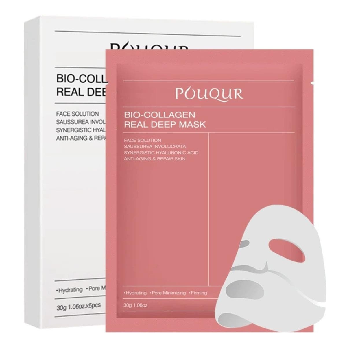 Deep Collagen Transparent Moisturizing Mask 5PCS red