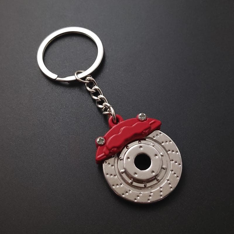 Cute Metal Auto Parts Disc Brake Keychain Hub Calipers Key Ring For Car Pendant Key Chain For Men Gift Trinkets red