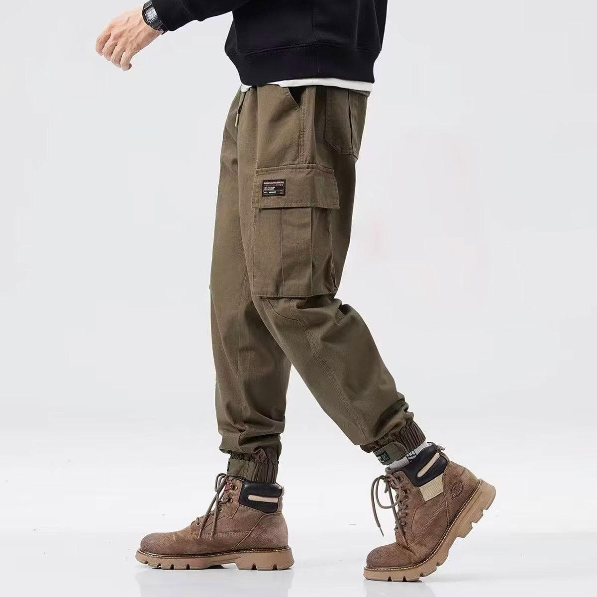 Overalls Men's Trendy Brand American Retro Spring and Summer Casual Pants Korean Version Trendy Loose Leggings Sweatpants 5XL khaki