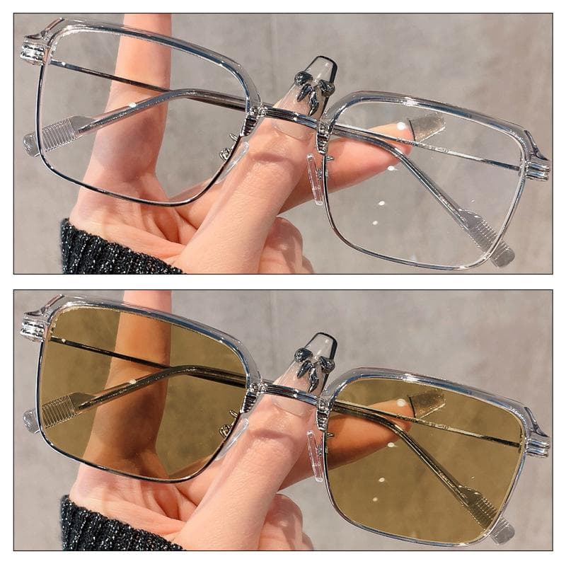 Vintage Square Sunglasses Women Men Anti Blue Light Photochromic Rectangle Sun Glasses Unisex Eyewear MULTI