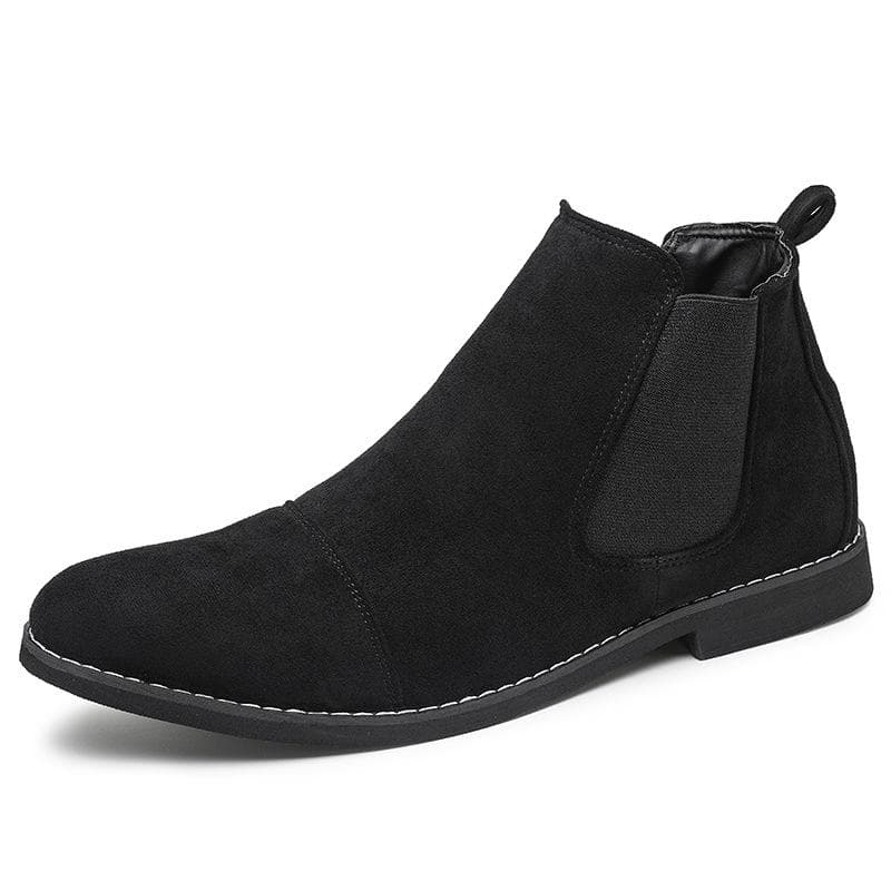 Suede Leather Chelsea Boots Men's British Style Cargo Boots Outdoor Casual Dress Boots 41 black