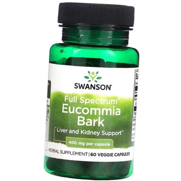 Eucommia Bark Extract, Full Spectrum Eucommia Bark 400, Swanson 60vegcaps (71280200) 60vcaps