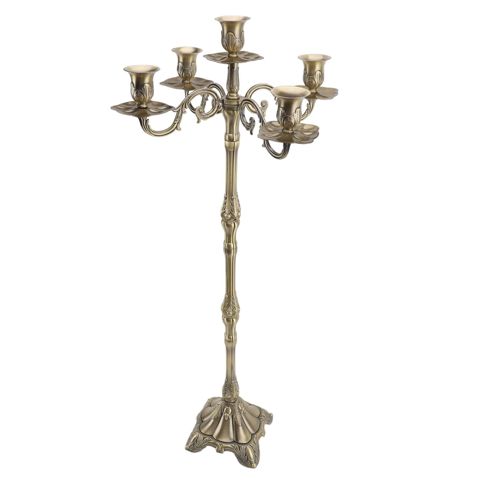 Vintage Candlestick Holder Exquisite Light Luxury Glossy 5 Head Bronze Candle Holder for Tapers for