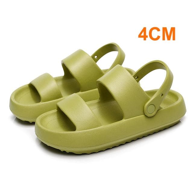 Summer Thick Bottom Cloud Slippers Women Comfort Soft Sole Platform Sandals Woman Outdoor Non-slip Beach Slides Flip Flops 36-37 green