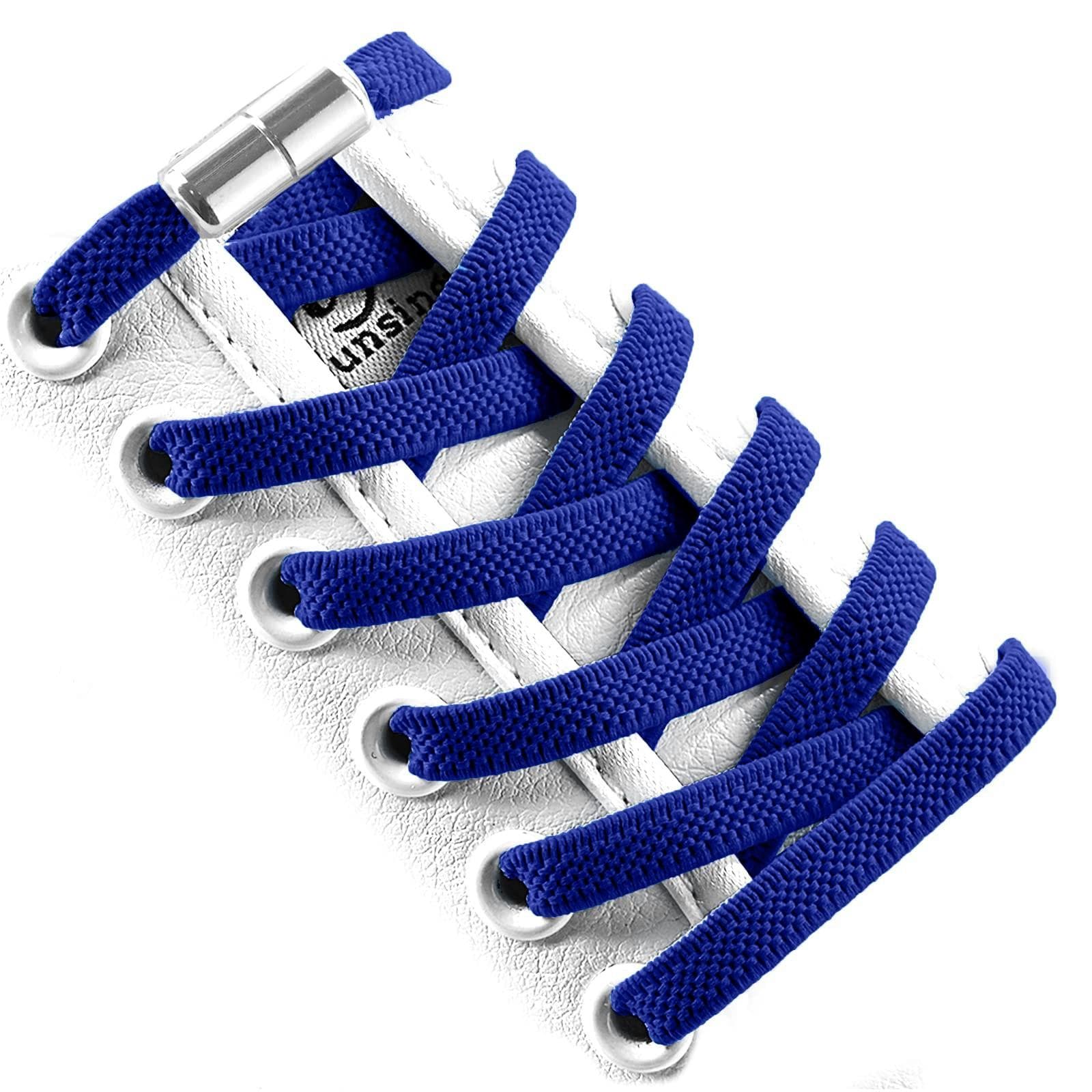 No Tie Elastic Shoe Laces With Laces Lock Tieless One Size Fits All Kids & Adult Sports Flat Shoelaces One Size blue