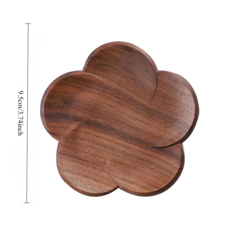 Walnut Wood Coaster Flower Petal Cushion Kungfu Tea Cup Mat Home Resistant Drink Mat Coffee Cup Pad Table Decorative M&Flower