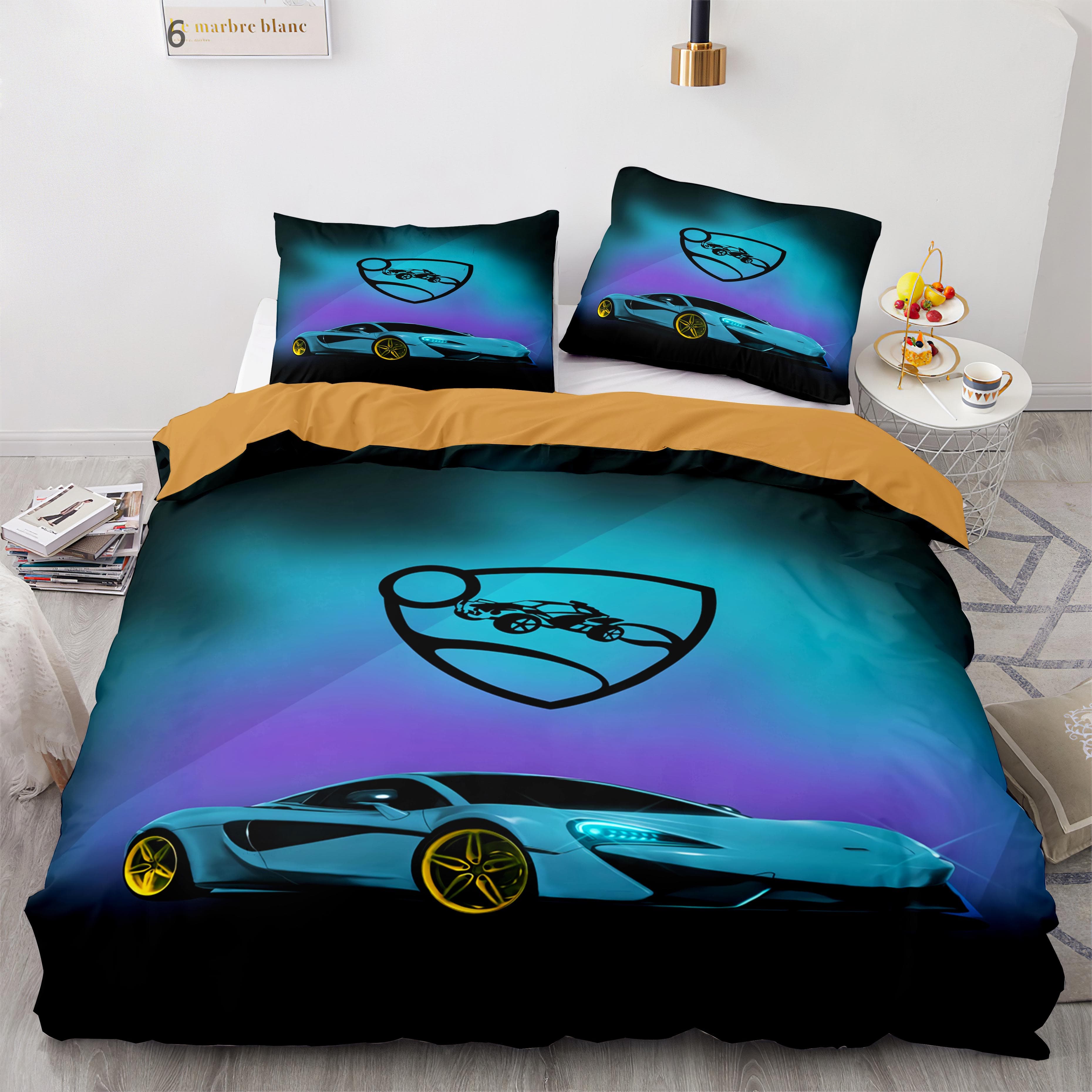 Rocket League Bedding Set Bedspread Single Twin Full Queen King Size Car Rocket League Bed Set Children's Bedroom Duvet cover AU Single 140x210cm