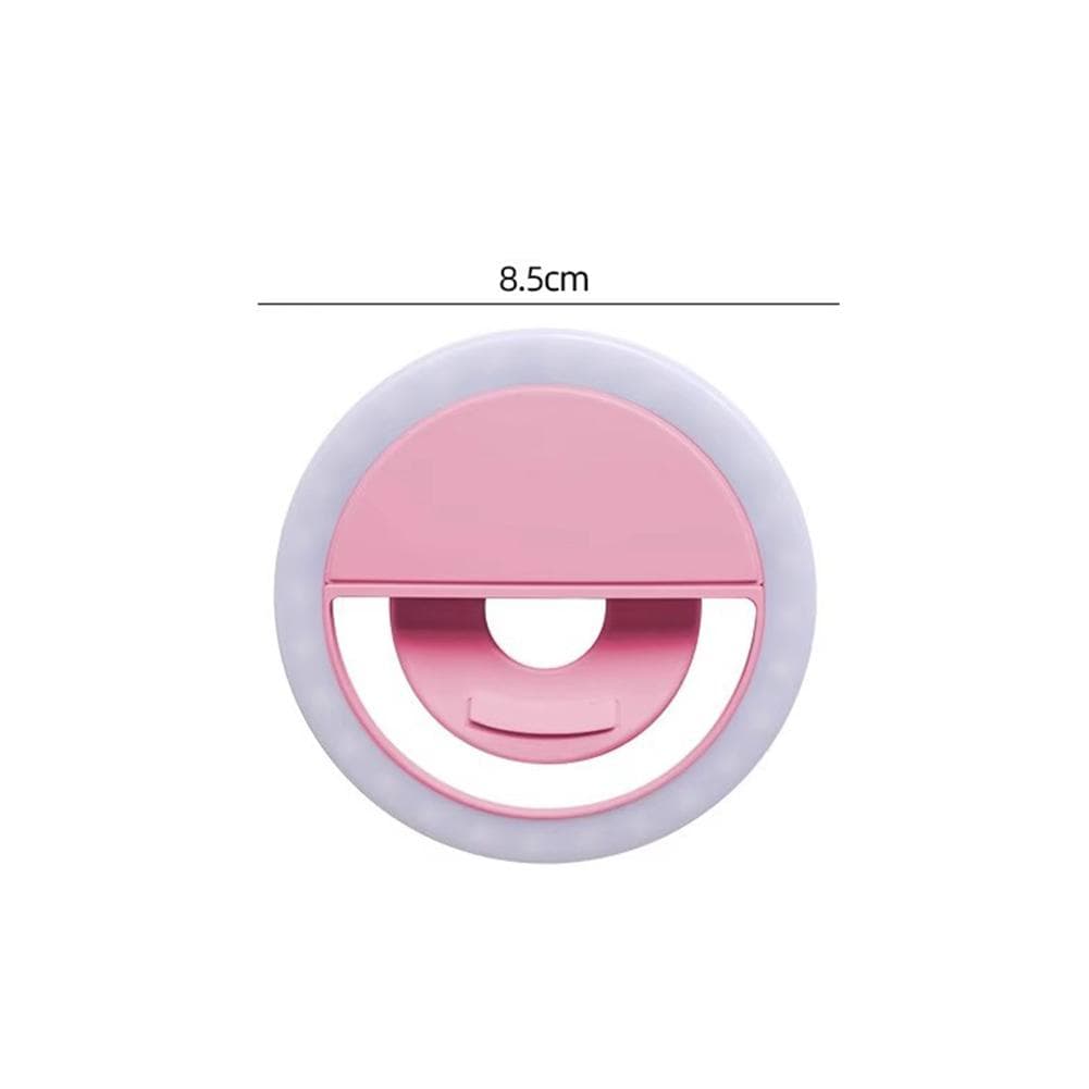 LED Light Ring with USB charging Phone Lens Selfie Light Mini Circular Fill Light Clip For iPhone Samsung Xiaomi Poco pink