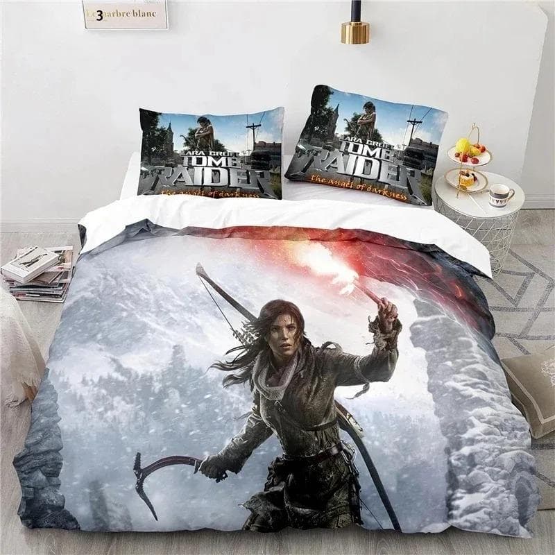 3D print Game Tomb Raider Bedding Set Boys Girls Twin Queen Size Duvet Cover Pillowcase Bed Kids Adult Home Textile US Twin 172x218cm