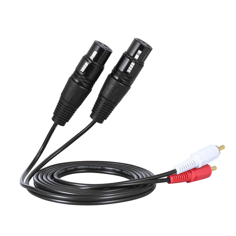 1.5m/ 5ft Stereo Audio Cable Cord Dual XLR Female to Dual RCA Male Plug for Mixer Mixing Console