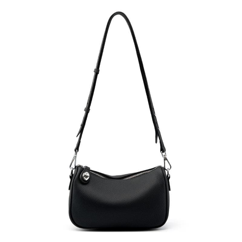 Women's Bag Leather Women's Bag Soft Leather Fashion Single Shoulder Crossbody Bag Mahjong Underarm Bag black