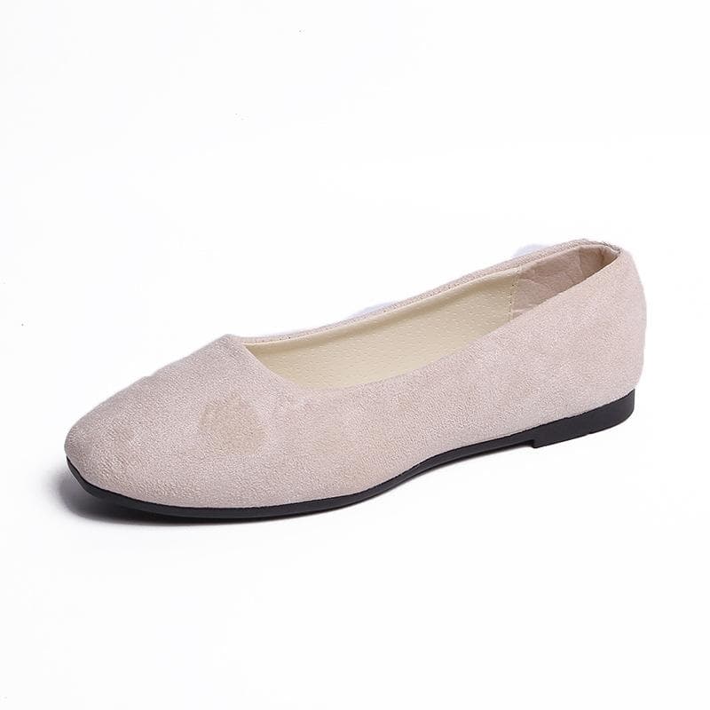 Women Girls Solid Plus Size Slip On Flat Shallow Comfort Casual Single Shoes 19 Colour 43 beige