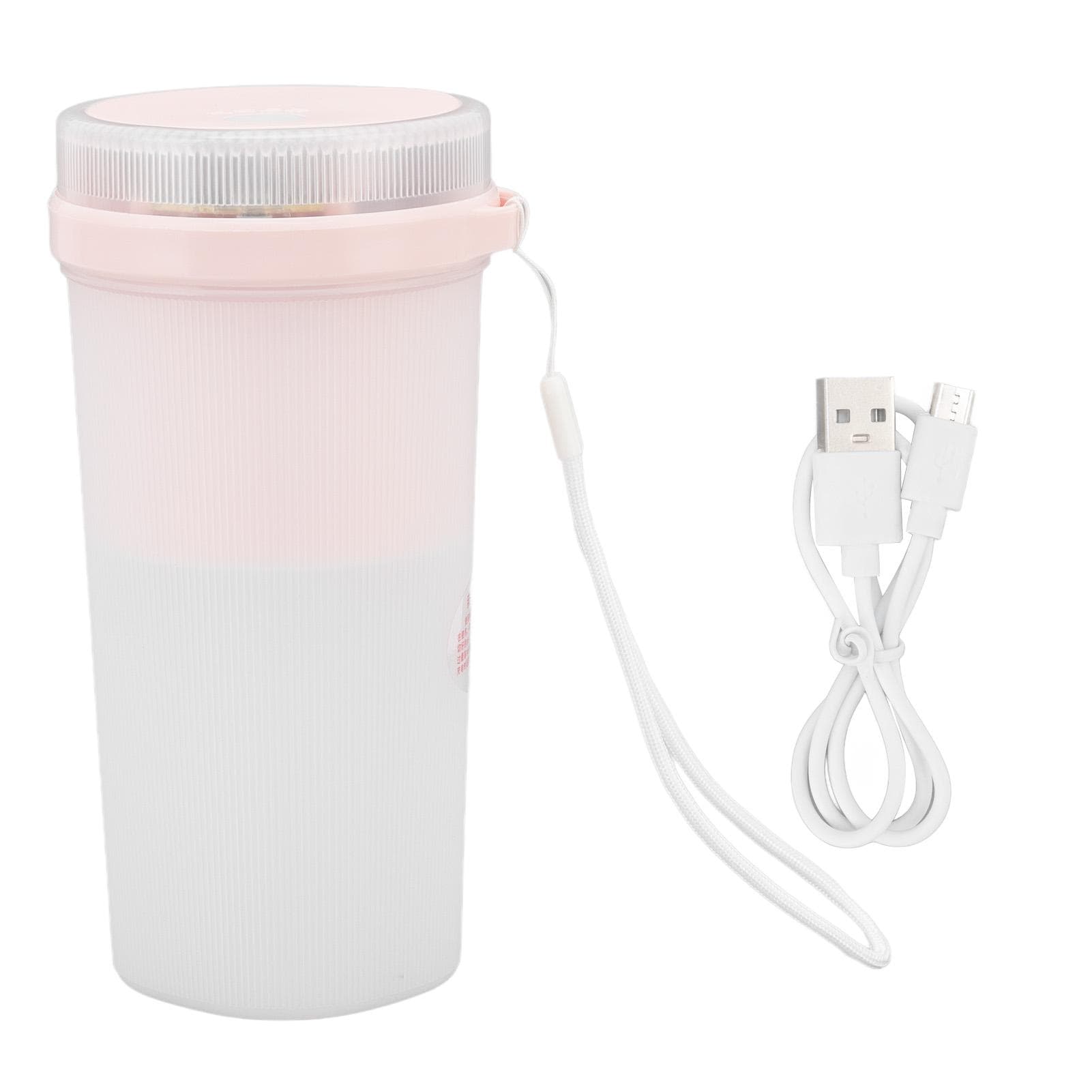 300ml USB Charging Electric Juicer Cup Security Lock Blender with 6 Leaf Knife and Waterproof Blue pink
