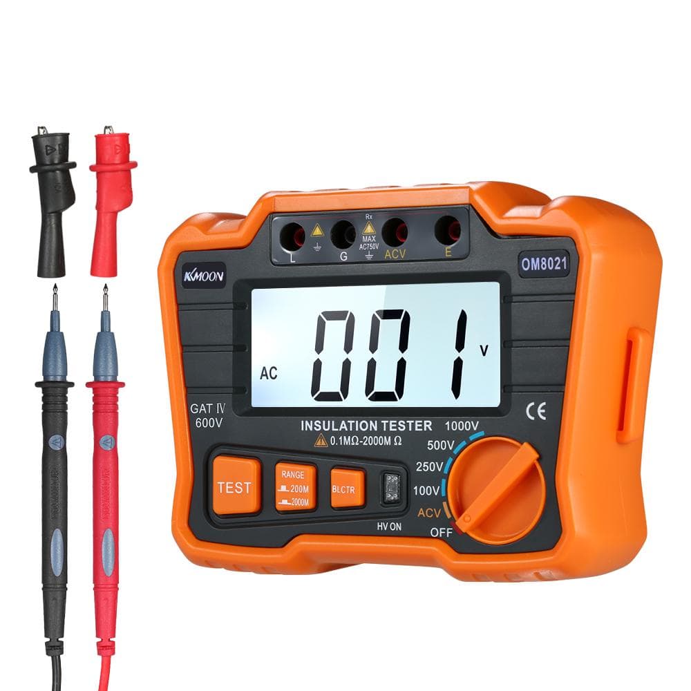 KKmoon Insulation Resistance Tester DCV ACV Meter 1000V Ground Megger Megohmmeter MegOhm Voltmeter orange