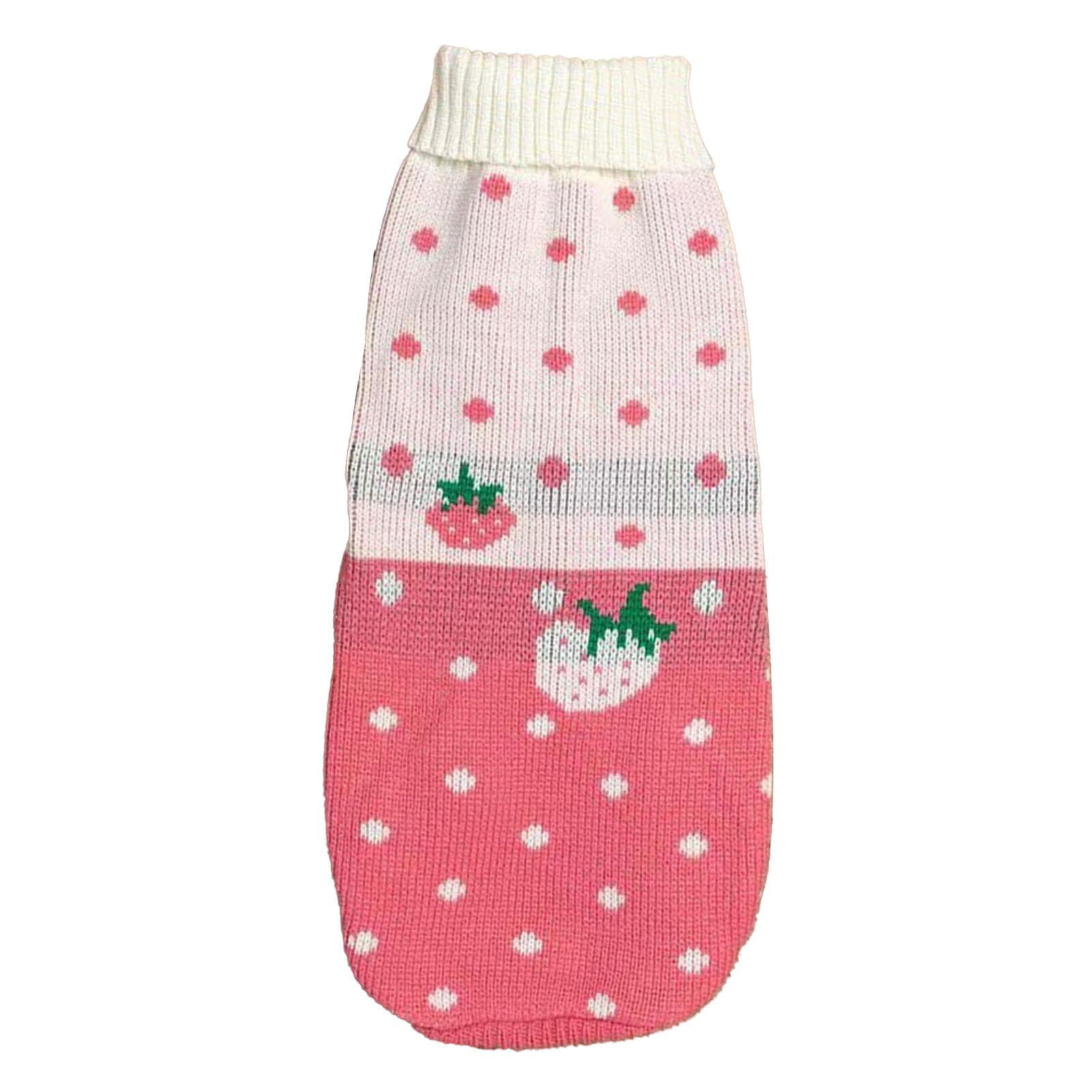 Cat Sweater High Collar 2 Legged Warm Strawberry Pattern Stylish Cute Pet Knit Sweater for Daily S