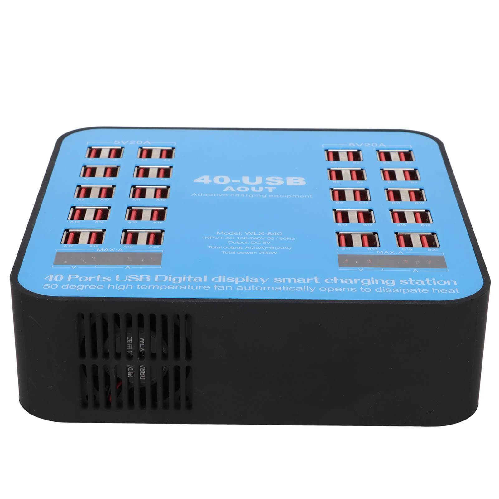 Multiport USB Charging Station WLX‑840 Phone Charging Hub 40 Port 200W for Cell Phone Tablet EU Plug
