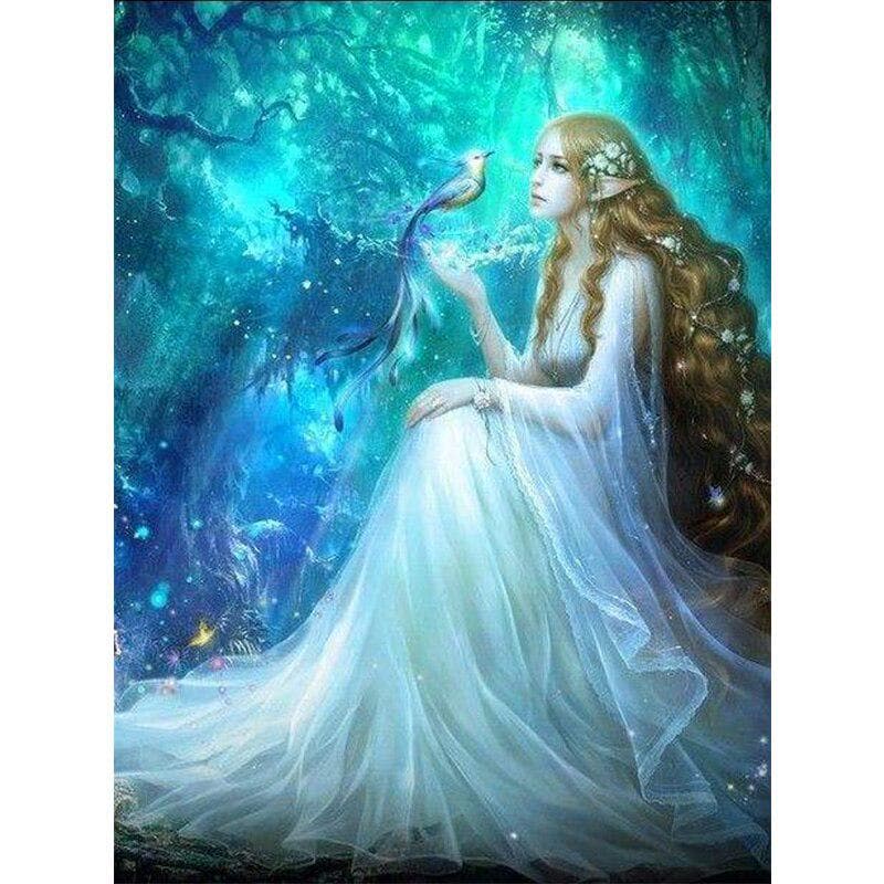 Diamond Painting Cross Stitch Kit Diamond Embroidery Diamond Mosaic Pattern Blue Beauty Girl Picture 20X30CM