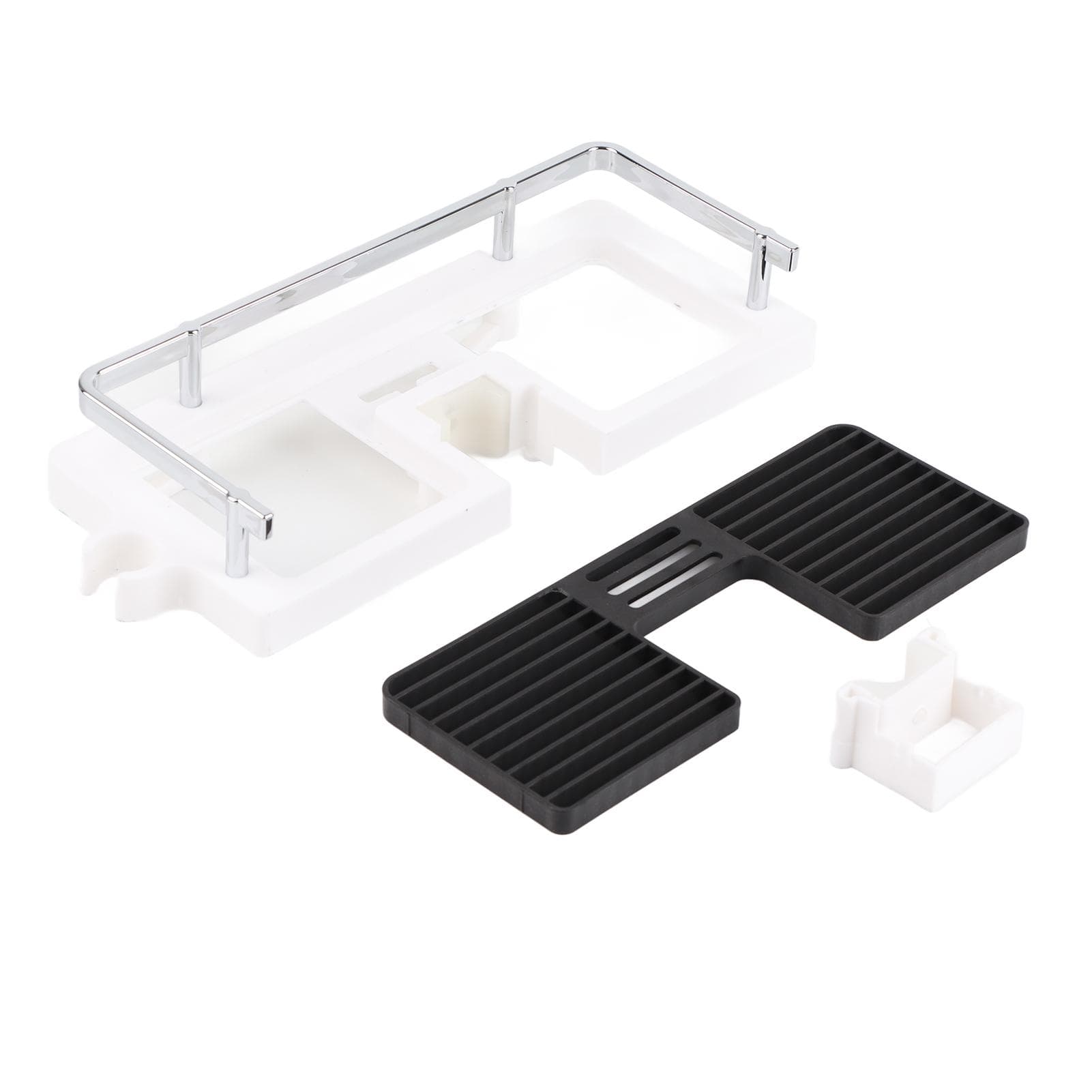 ABS Shower Rod Storage Shelf Organizer Tray Holder Practical Bathroom Accessory white