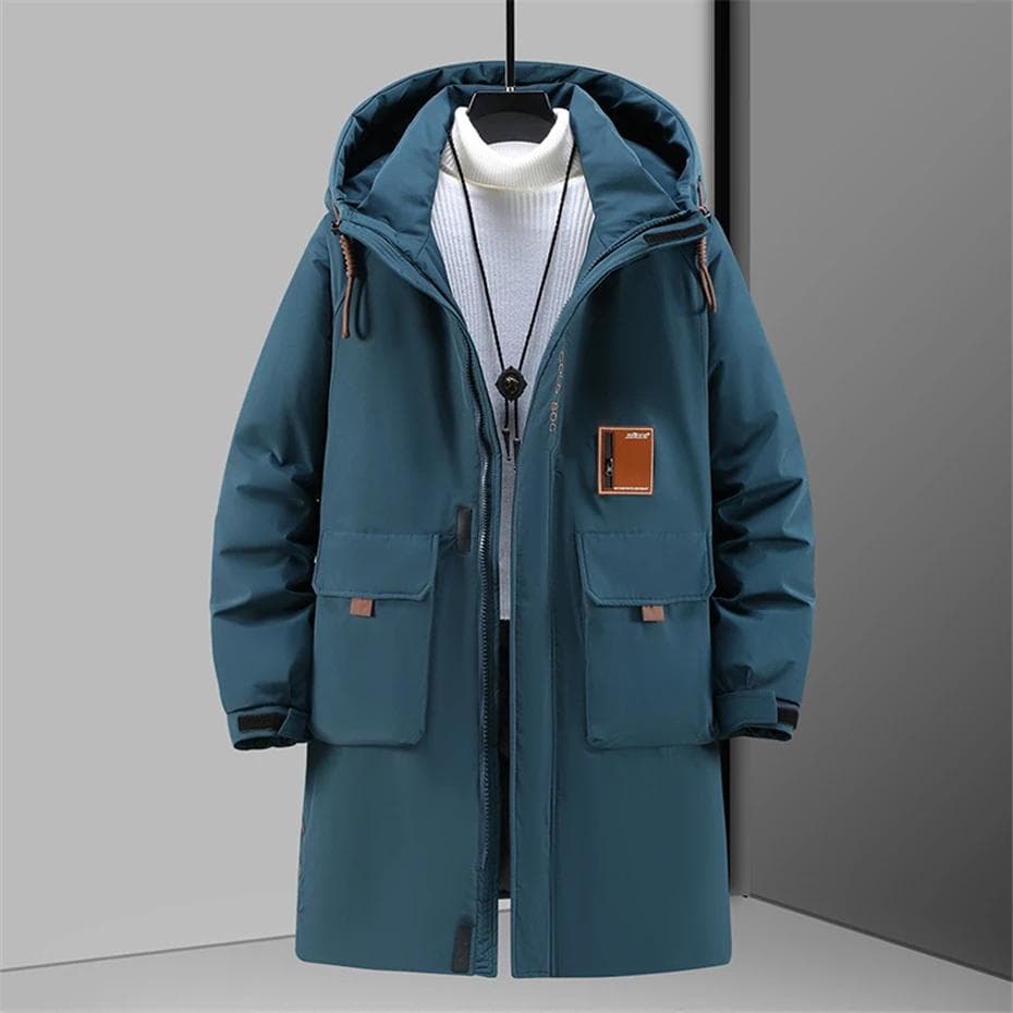 Winter Long Parkas Men Thick Jackets Coat 12XL Plus Size Fashion Casual Waterproof Parkas Male Winter Black Coat Big Size 12XL 6XL blue