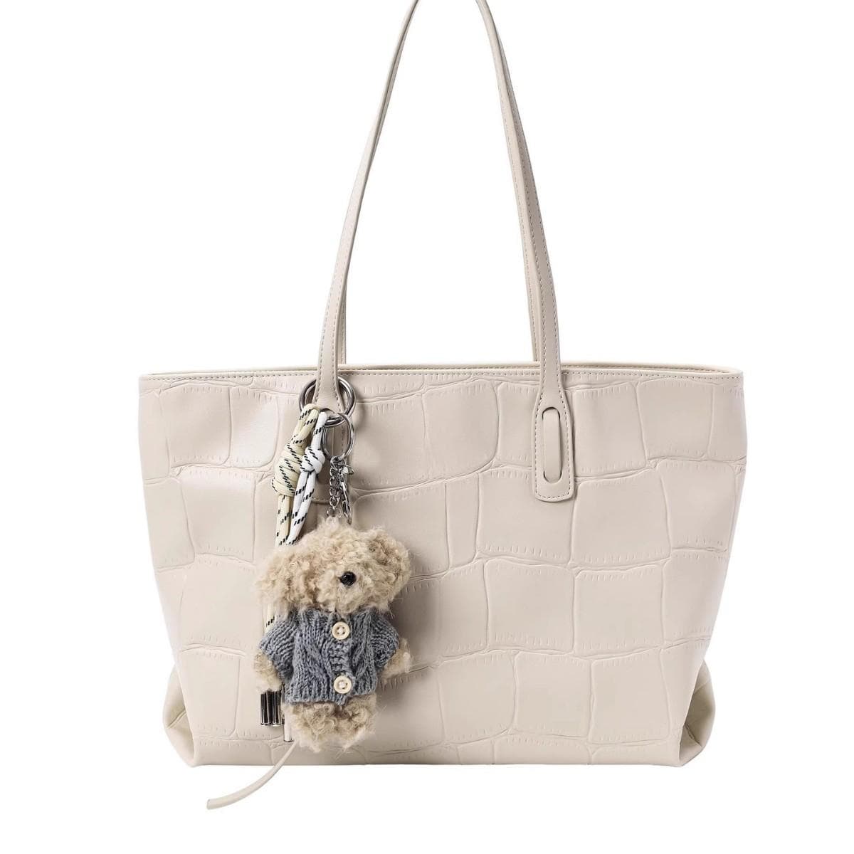 Cream Log Tote Bag, Women's Large-capacity Hand Bill, Shoulder Bag for Commuting