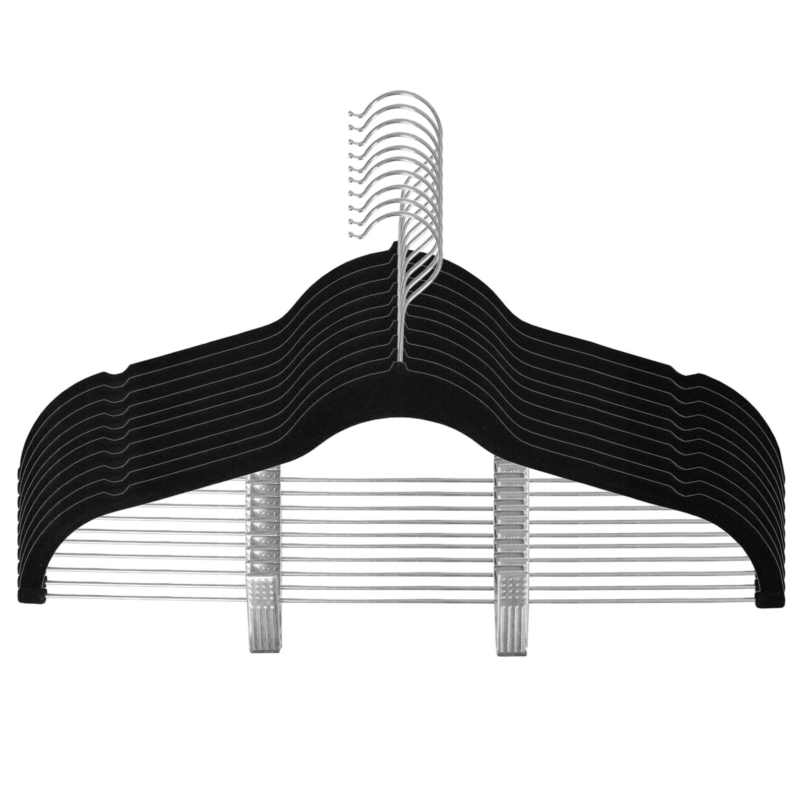 5/10pcs Clothes Hangers with Movable Clips Velvet Ultra Thin No Slip Rack Skirt Pants Hangers for 10pcs black