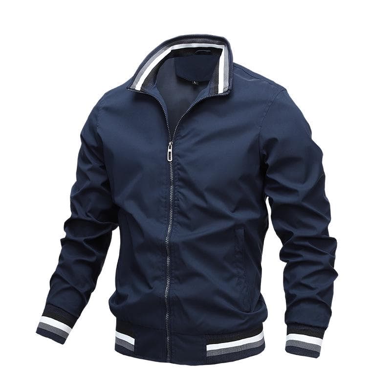 2024 High quality casual jacket men's spring and autumn sports solid color jacket men's size M-5XL weight 45kg-100kg XXXXL navy blue