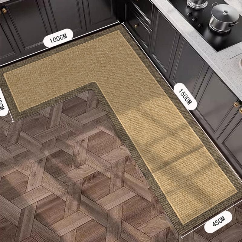Kitchen Carpet L Shape Non-slip Floor Mat Diatom Mud Absorbent Mats Home Decoration Rug Oil Absorption Imitation Linen Carpets 100x150x50cm