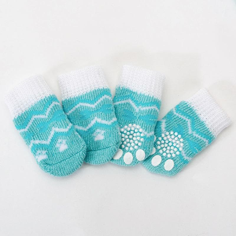 Knitted Non-slip Dog Socks Dog Foot Cover Non-slip Bottom Dog Socks Shoe Socks Teddy Medium and Small Dog Cotton Socks Pet Supplies M