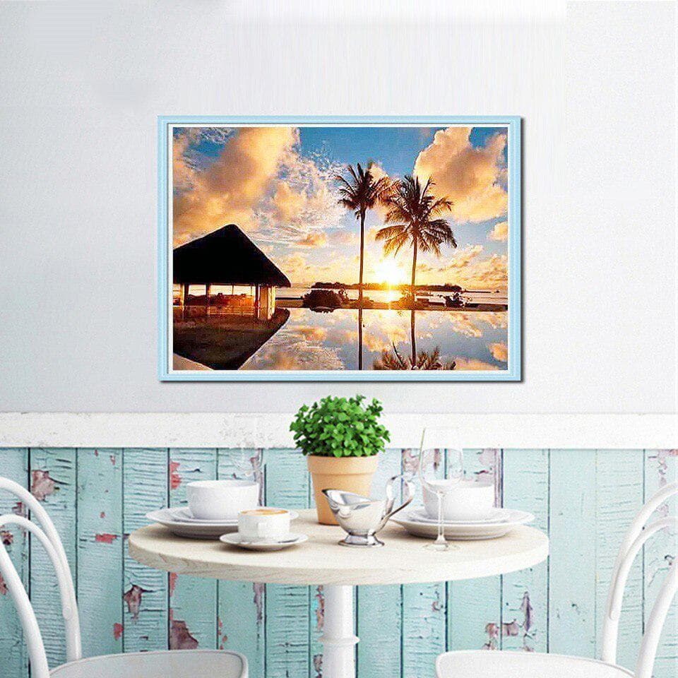 5D Diamond Painting Seaside DIY Diamond Embroidery Landscape Cross Stitch Rhinestone Mosaic 20X30CM
