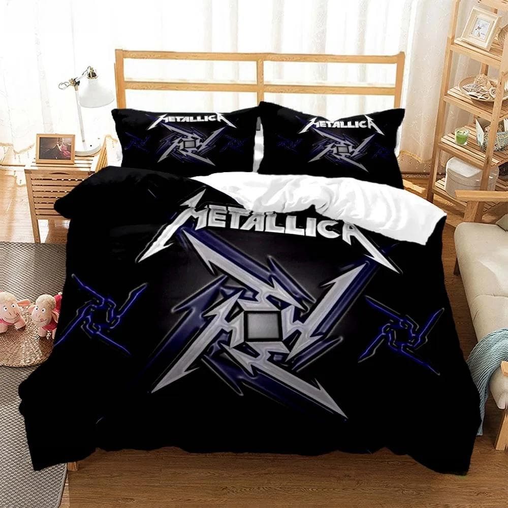Metal Music Band M-Metallica Bedding Set Single Twin Full Queen King Size Bed Set Adult Kid Bedroom Duvet cover Set Home Textile US Full 200x230cm