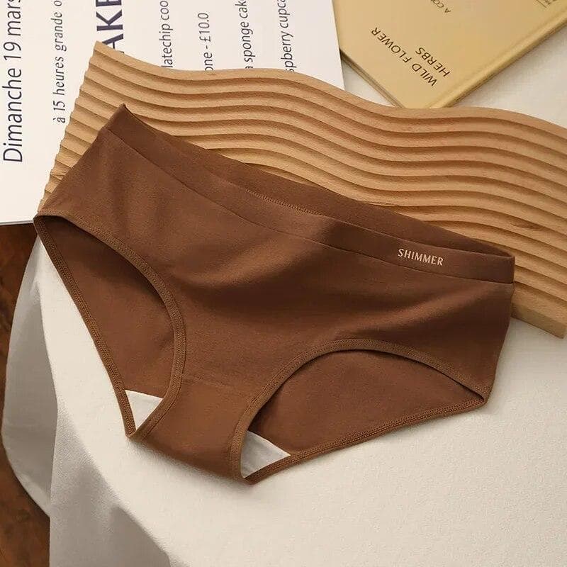 Cotton Women's Panties Sports Underpants Solid Color Mid-rise Comfort Sexy Soft COTTON PANTI WOMAN Seamless Female Lingerie Soft One Size brown