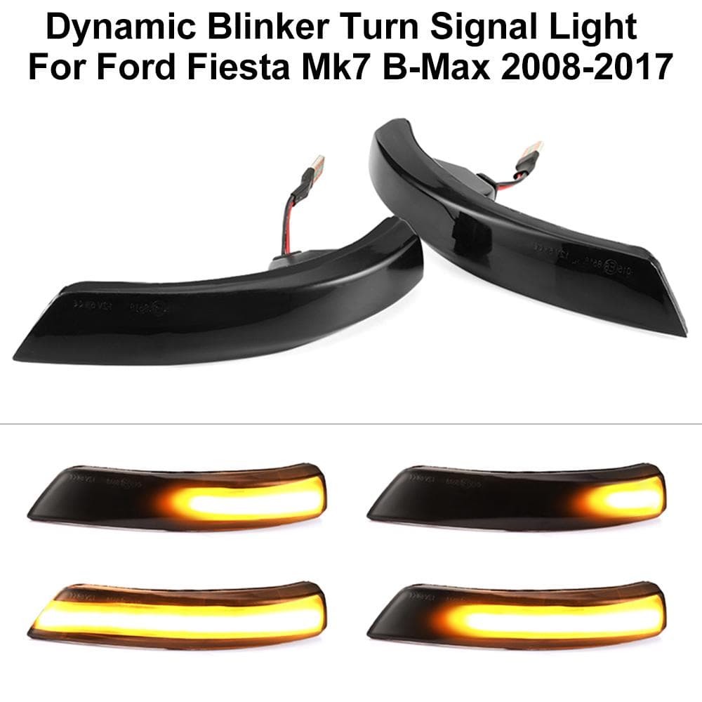2pcs Dynamic Turn Signal Light LED Side Wing Rearview Mirror Indicator Blinker Light Replacement black