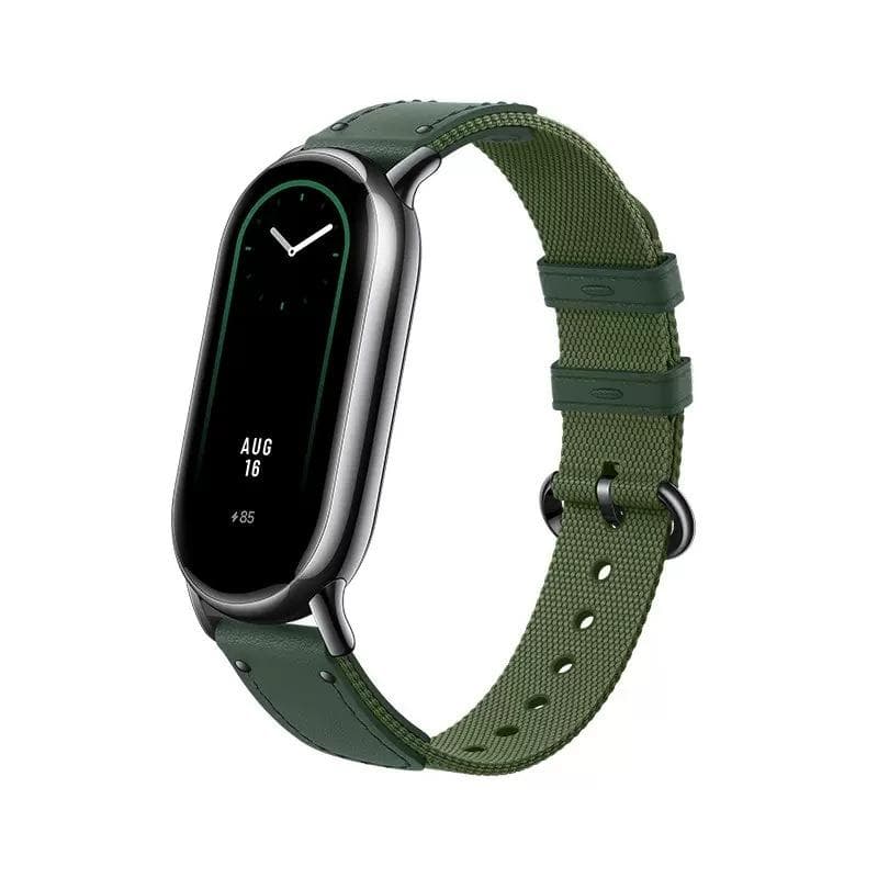 Original Braided Wristbands Strap For Xiaomi Mi Band 8 NFC Leather Nylon Watch Strap Smartwatches Watchbands For MI Band 8 Wearable Accessories For Mi Band 3 4 5 6 green