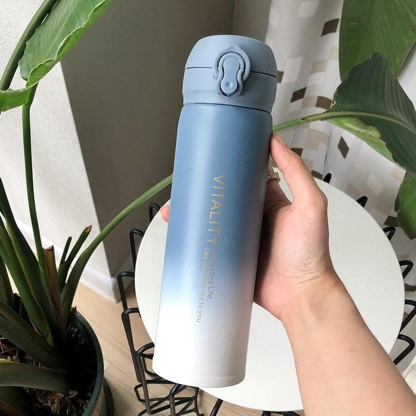 Stainless Steel Large-capacity Vacuum Flask for Male and Female Students Korean Version of Simple and Cute Water Cup High-value Portable Cup 500mL
