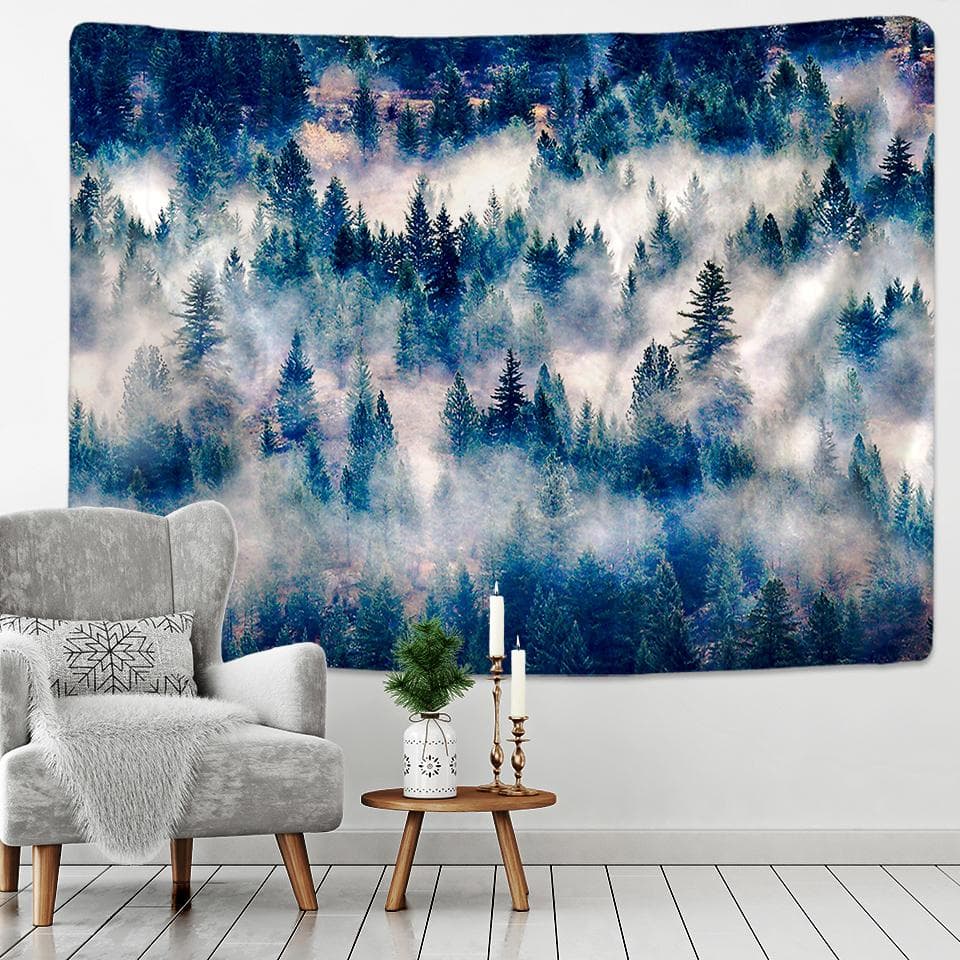 Starry Night View Tapestry Wall Hanging Bohemian Misty View Living Room Bedroom Art Aesthetic Room Decor 95x70CM
